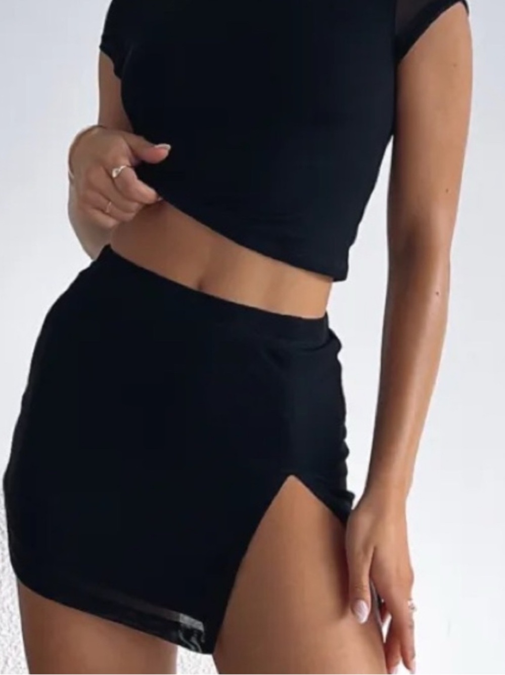 White Fox Boutique Black Mini Skirt with Slit XSMALL NEW